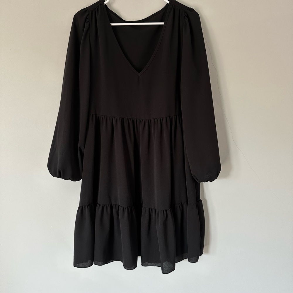 Elegant Black V-Neck Dress